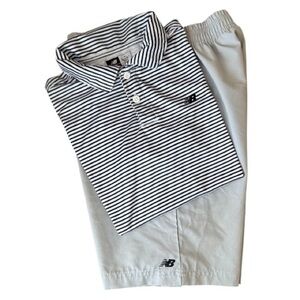 New Balance Kids Golf Set of Striped Polo and Shorts Size 10